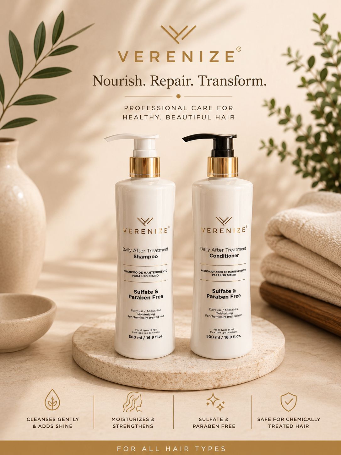 Verenize Daily After Treatment Shampoo & Conditioner — Sulfate & Paraben Free